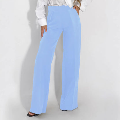 Damen Stoffhose Weites Bein Hochtaillierte Hosen Elegant