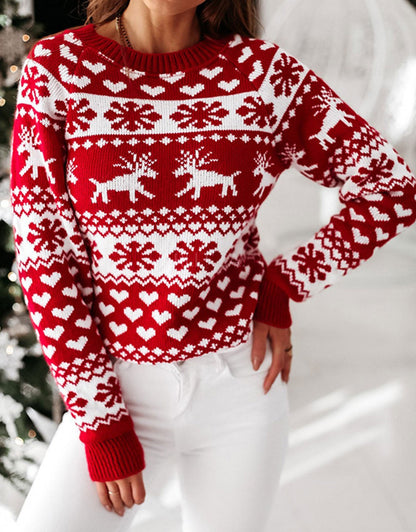 Damen Weihnachtspullover Traditionelles Muster Eveloria