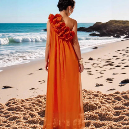 Damen Maxikleid Rüschendesign Eveloria