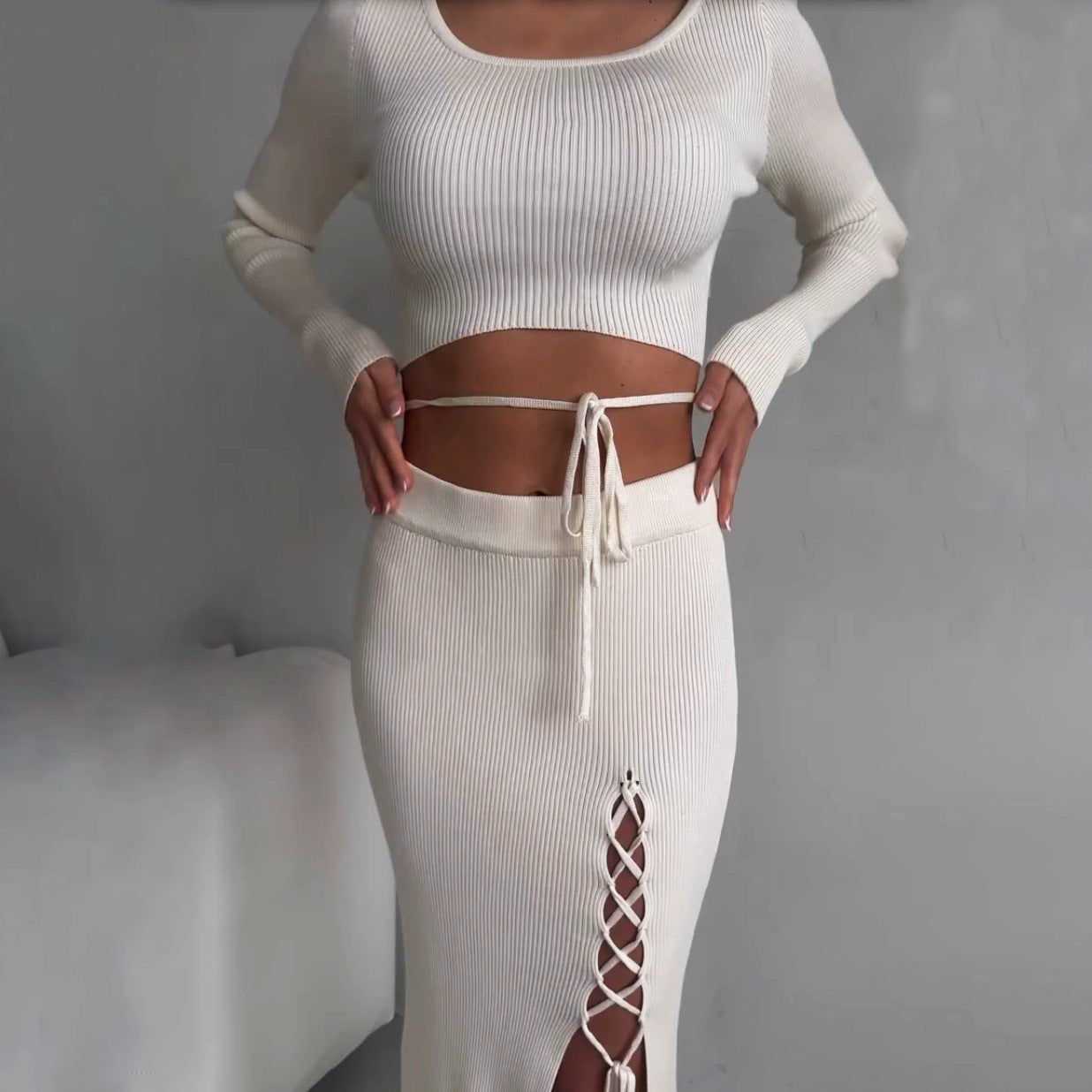 Damen Strick-Set Cut-Out-Details Eveloria