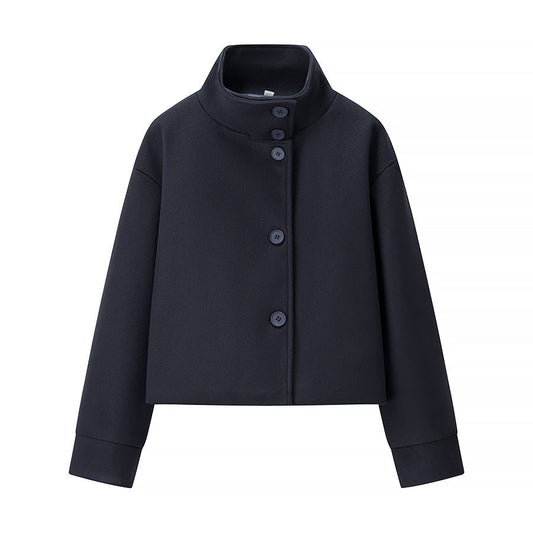 Damenjacke Stehkragen Elegant Knöpfe Schwarz Eveloria - Eveloria
