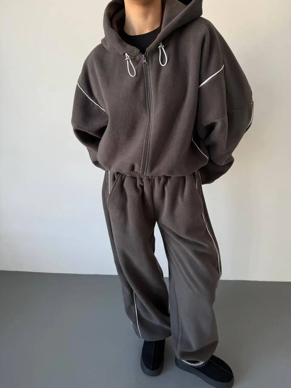 Damen Kapuzen-Sweatanzug Weite Hosen Seitlicher Streifen