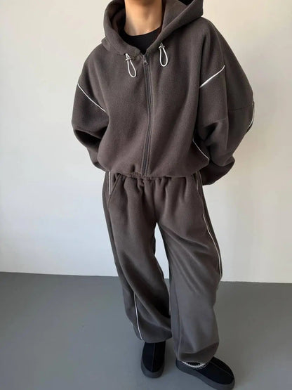 Damen Kapuzen-Sweatanzug Weite Hosen Seitlicher Streifen