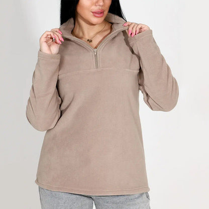 Damen Fleece-Pullover Stehkragen Halbzipp Evelyn