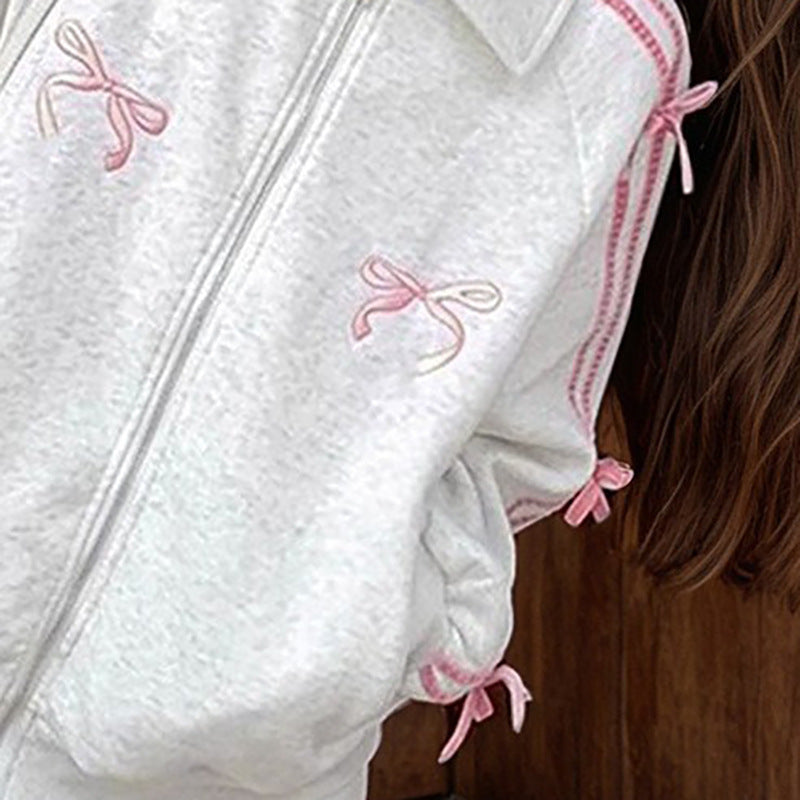 Damen Sportliche Sweatjacke mit Bindebändern Eveloria