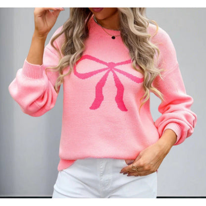 Damen Oversized Pullover Schleifenmotiv Eveloria
