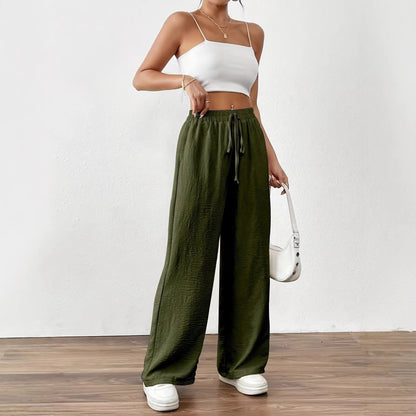 Damen Chiffon-Hose Weite Elastischer Bund Beige