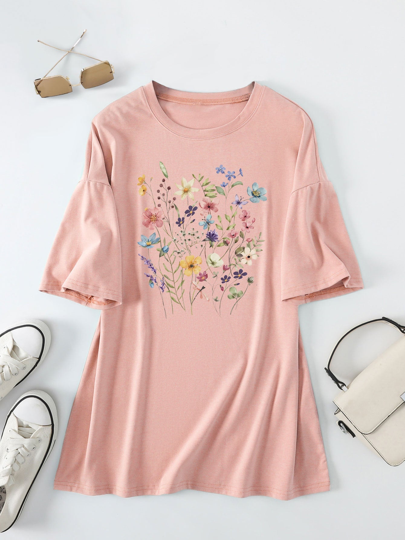 Damen Sommerbluse Floralmuster Eveloria