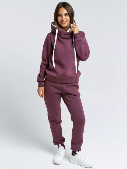 Damen Sport-Outfit Hoodie und Jogginghose Set Hochkragen