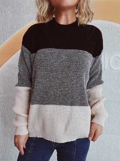 Damen Strickpullover Großmuster Moderner Schnitt Eveloria