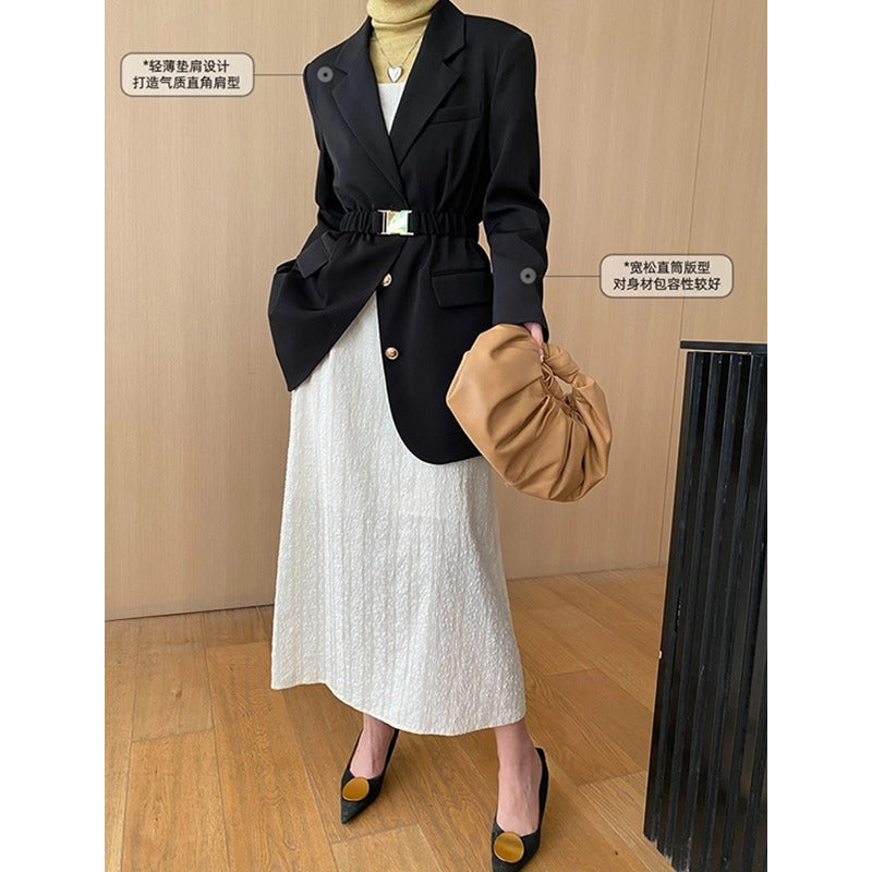 Damen Oversized Blazer Strukturiertes Gewebe Eveloria