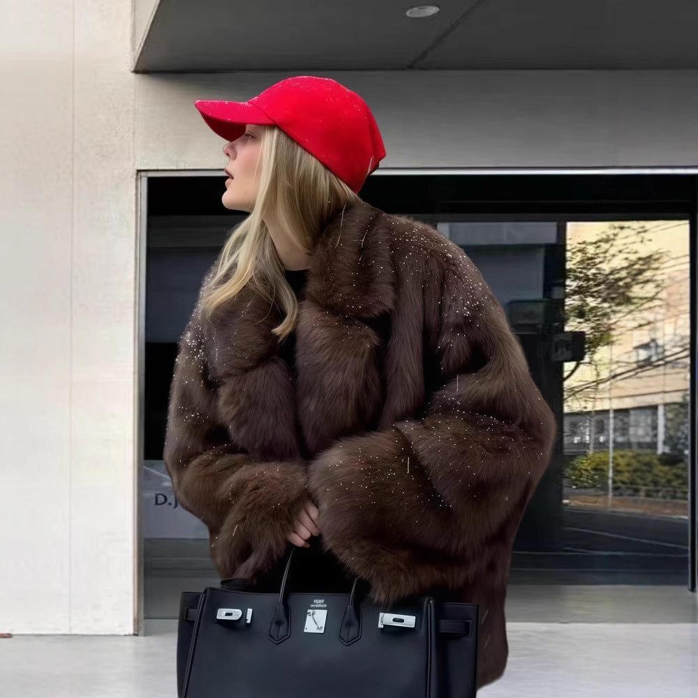 Damen Fleecejacke Voluminöser Schnitt