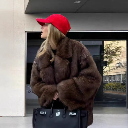 Damen Fleecejacke Voluminöser Schnitt