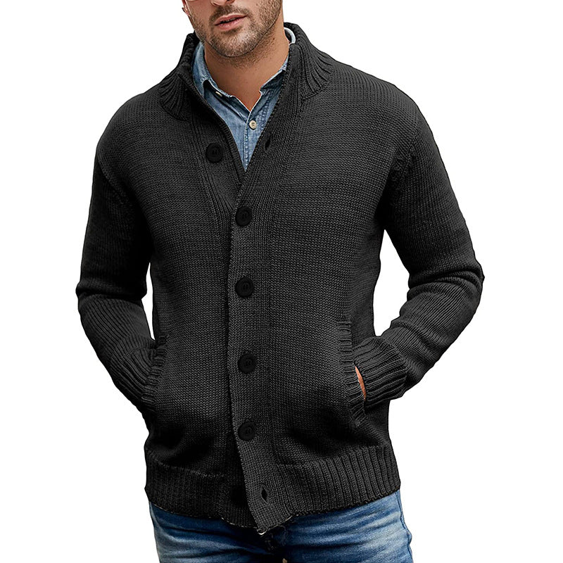 Herren Strickjacke Modern Komfortable Taschen Schwarz - Eveloria