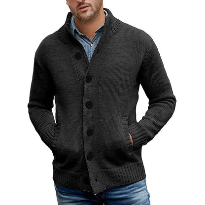 Herren Strickjacke Modern Komfortable Taschen Schwarz - Eveloria