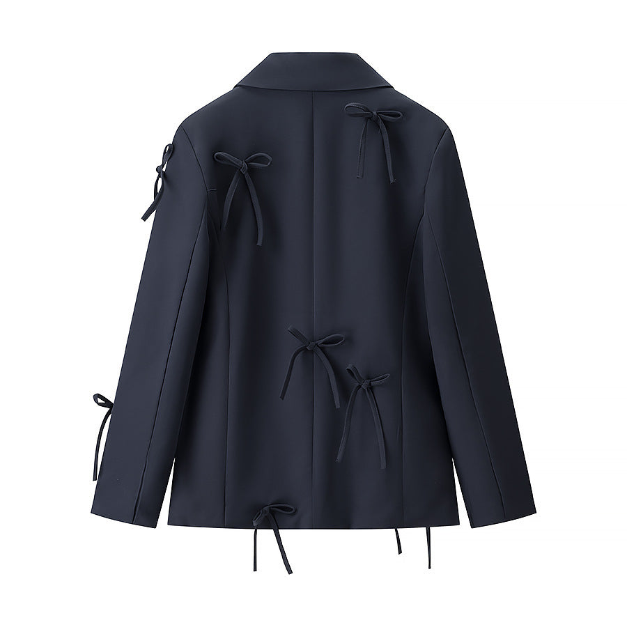 Damen Blazerjacke Dekoratives Bindendetail