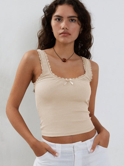 Damen Tanktop Spitze Ärmellos Crop- - Norvielle