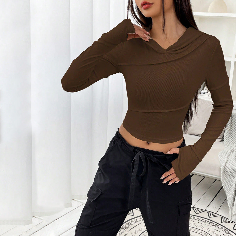 Damen Crop- mit Kapuze Langarm Evelyn