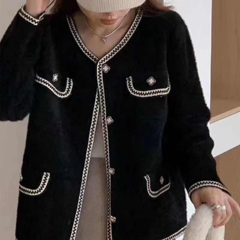 Damen Strickjacke Kontraststich Eveloria