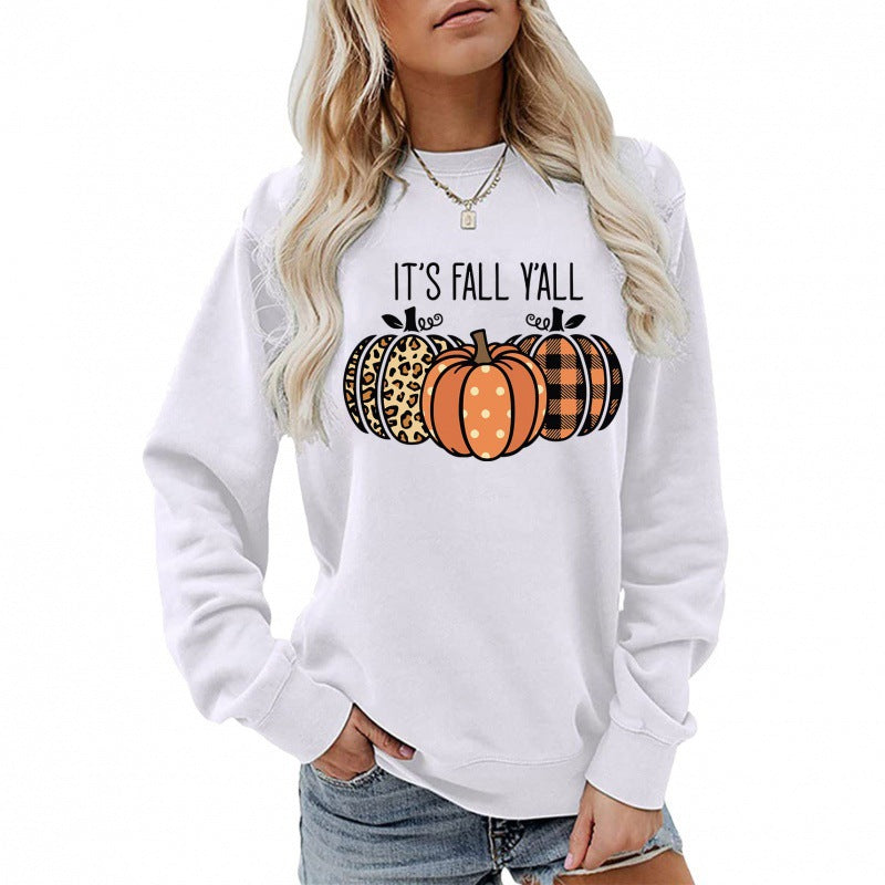 Damen Sweatshirt Herbstmotiv Baumwolle Bequem Grau