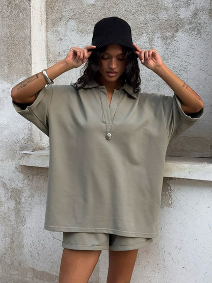 Damen Poloshirt Kleid mit Seitenschlitzen Lässig