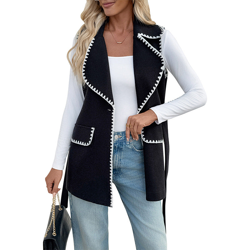Damen Wickeljacke mit Reverskragen und Bindegürtel Eveloria