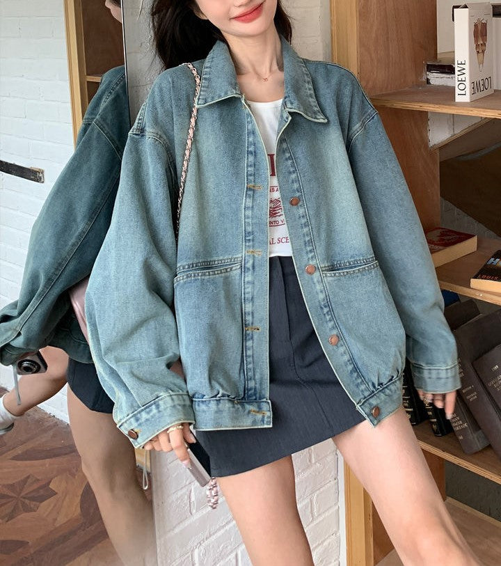 Damen Oversized Jeansjacke Relaxed Fit Eveloria