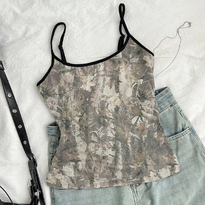 Damen Ärmelloses Floraler Druck Verstellbare Träger Beige - Eveloria