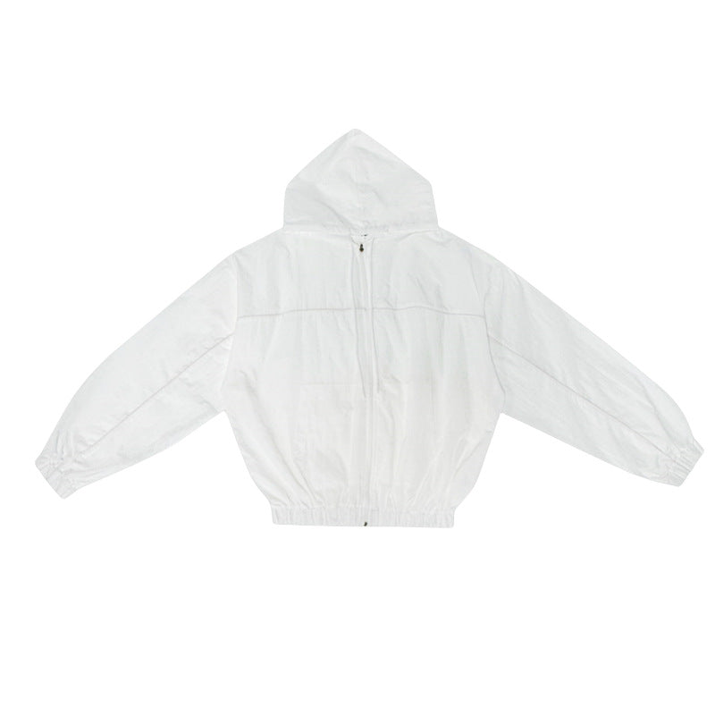 Damen Windbreaker-Jacke Leicht Kapuze Kängurutasche Eveloria