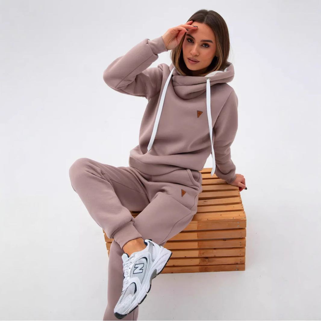Damen Sport-Outfit Hoodie und Jogginghose Set Hochkragen