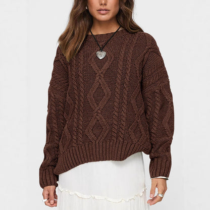 Damen Pullover Grobgestrickt Zopfdesign Eveloria - Eveloria
