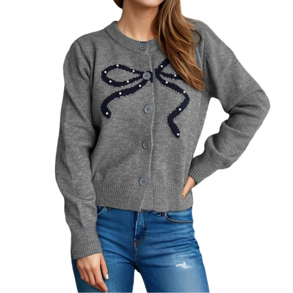 Damen Strickjacke Kuschelig Schleifenmotiv Eveloria