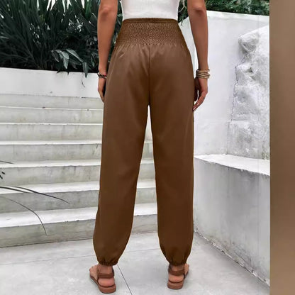 Damen Freizeithosen Elastischer Bund Praktische Seitentaschen Beige