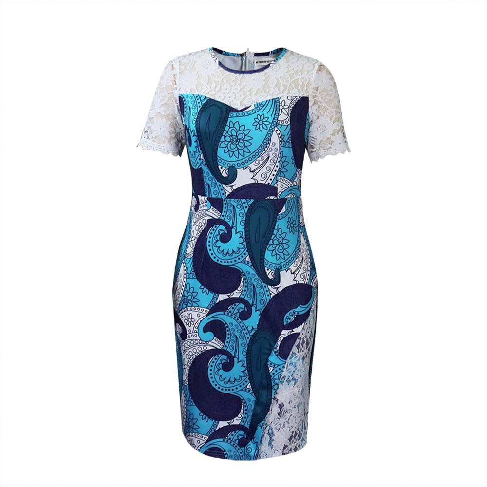 Damen Spitzenkleid Modischer Mustermix Figurbetont Eveloria