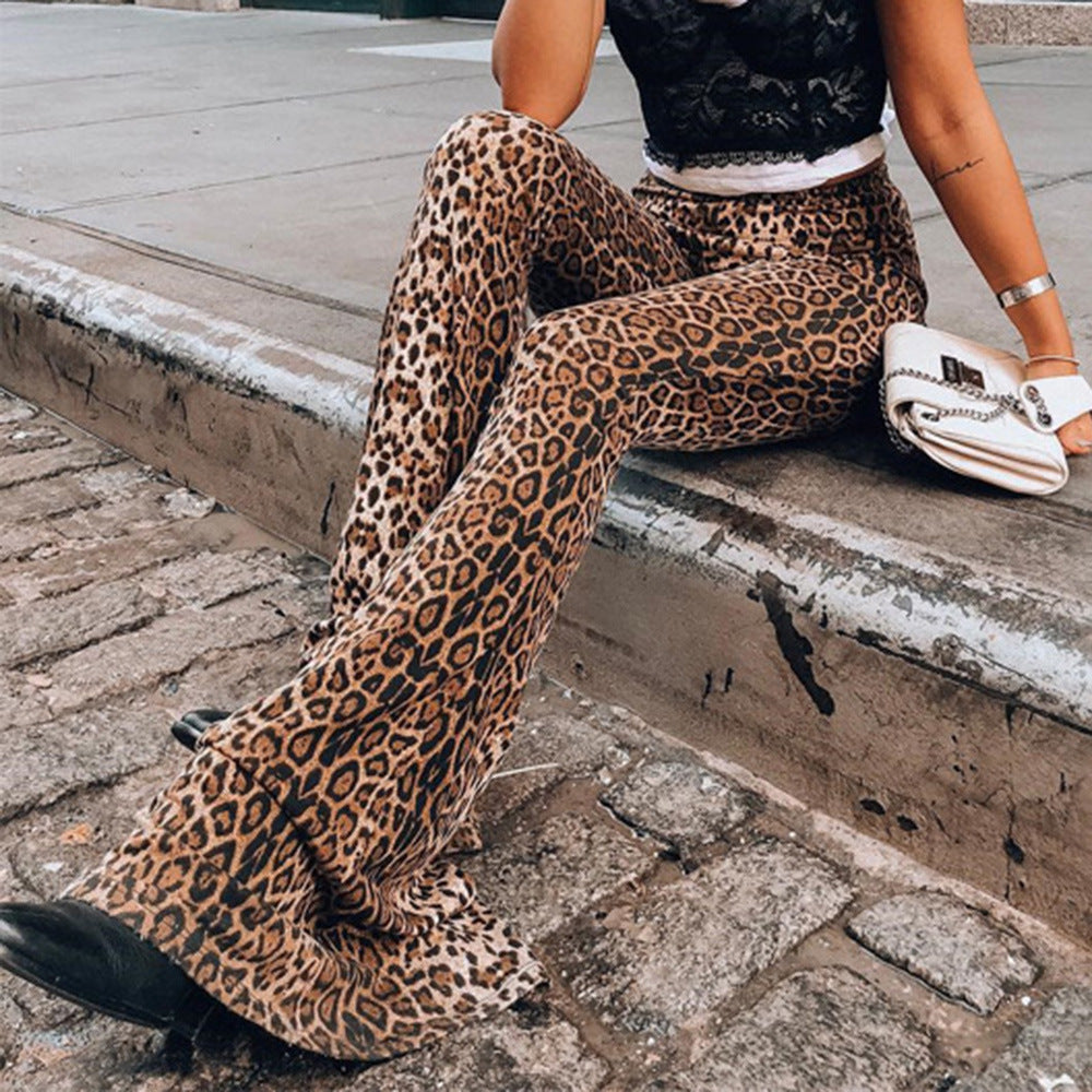 Damen Schlaghose Leopardenmuster Eveloria