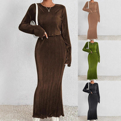 Damen Maxikleid Langärmlig Figurbetont Schwarz Eveloria - Eveloria