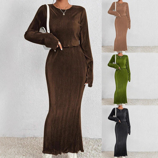 Damen Maxikleid Langärmlig Figurbetont Schwarz Eveloria - Eveloria