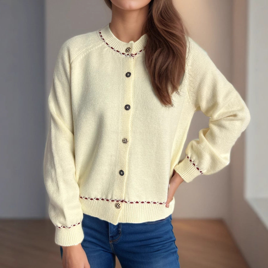 Damen Strickjacke Dekorative Knöpfe Eveloria