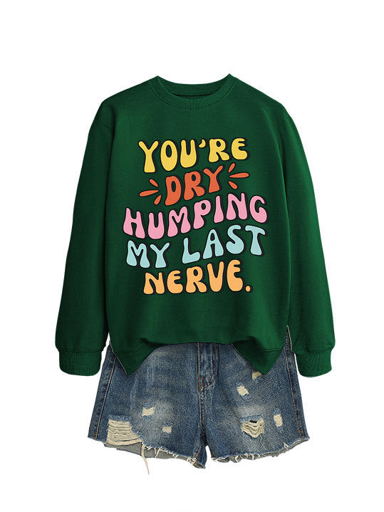 Damen Sweatshirt Lässiger Schnitt Comic-Slogan Grau Eveloria