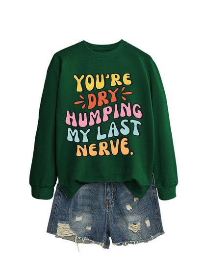 Damen Sweatshirt Lässiger Schnitt Comic-Slogan Grau Eveloria