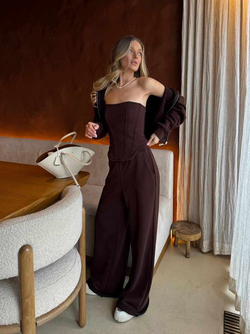 Damen Loungewear-Set mit Corsage und Hoodie