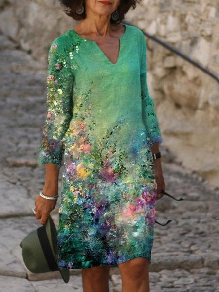 Damen Sommerkleid V-Ausschnitt Bunt Eveloria