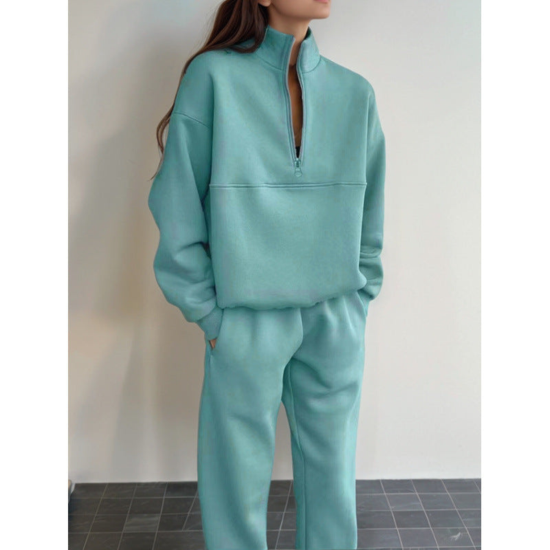 Damen Sweatshirt-Set Elastisch Hochkragen Grau Eveloria