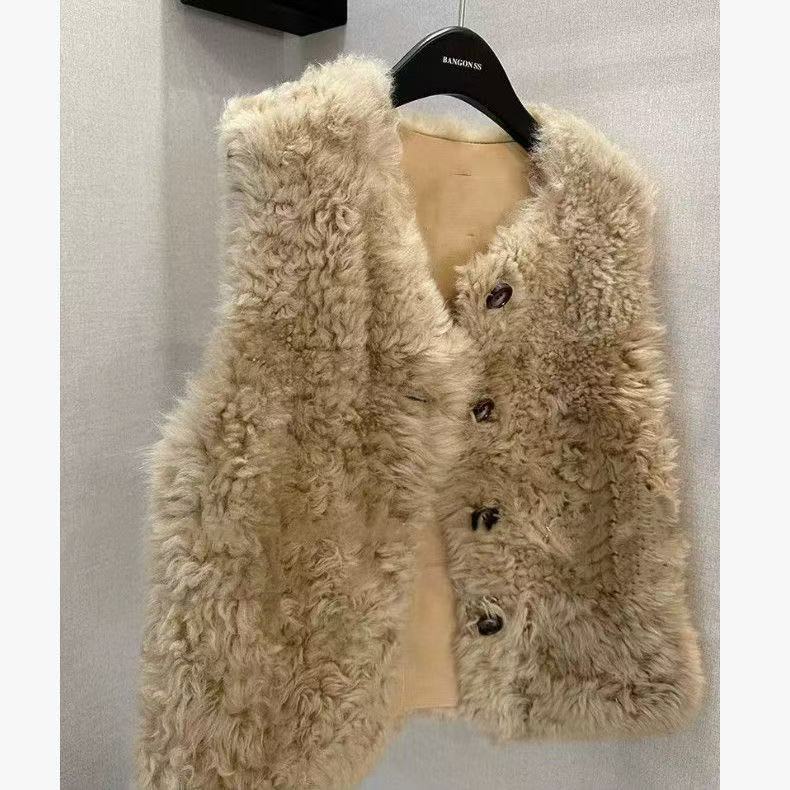 Damen Flauschige Weste mit Knöpfen Eveloria