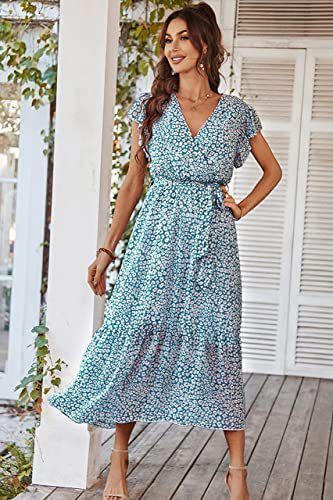 Damen Maxikleid V-Ausschnitt Schwingrock Eveloria