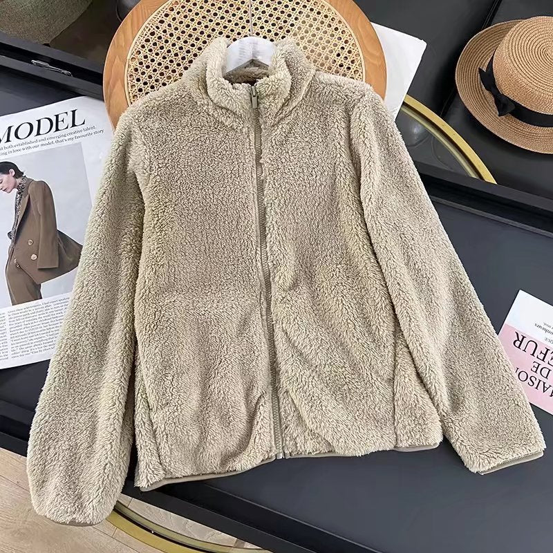 Damen Fleecejacke Weiches Innenfutter Hochkragen Eveloria
