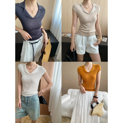 Damen Strickoberteil V-Ausschnitt Figurbetont Elegantes Design