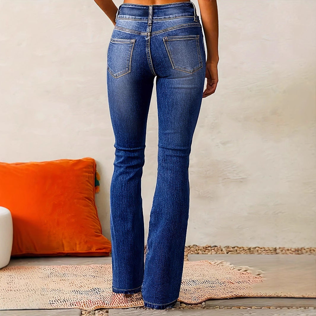 Damen Hochtaillen Bootcut Jeans Eveloria