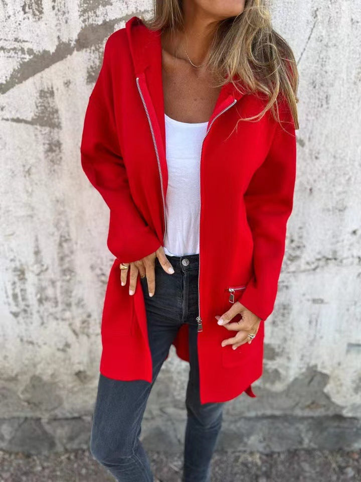 Damen Oversized Jacke Reißverschlusstaschen Eveloria