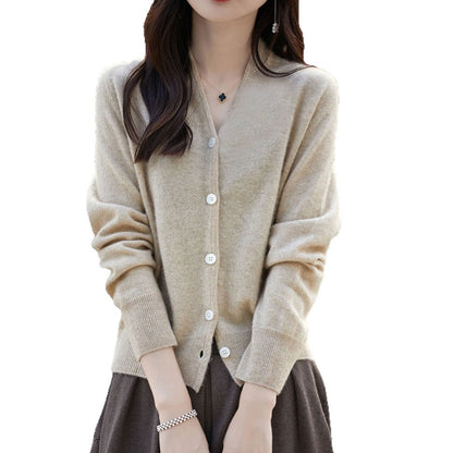 Damen Cardigan Knopfverschluss Luxusmaterial Eveloria
